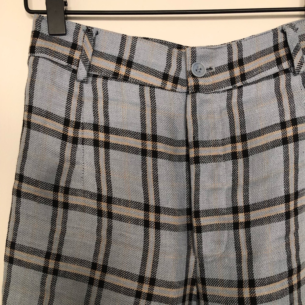 Reformation Plaid Linen Trousers